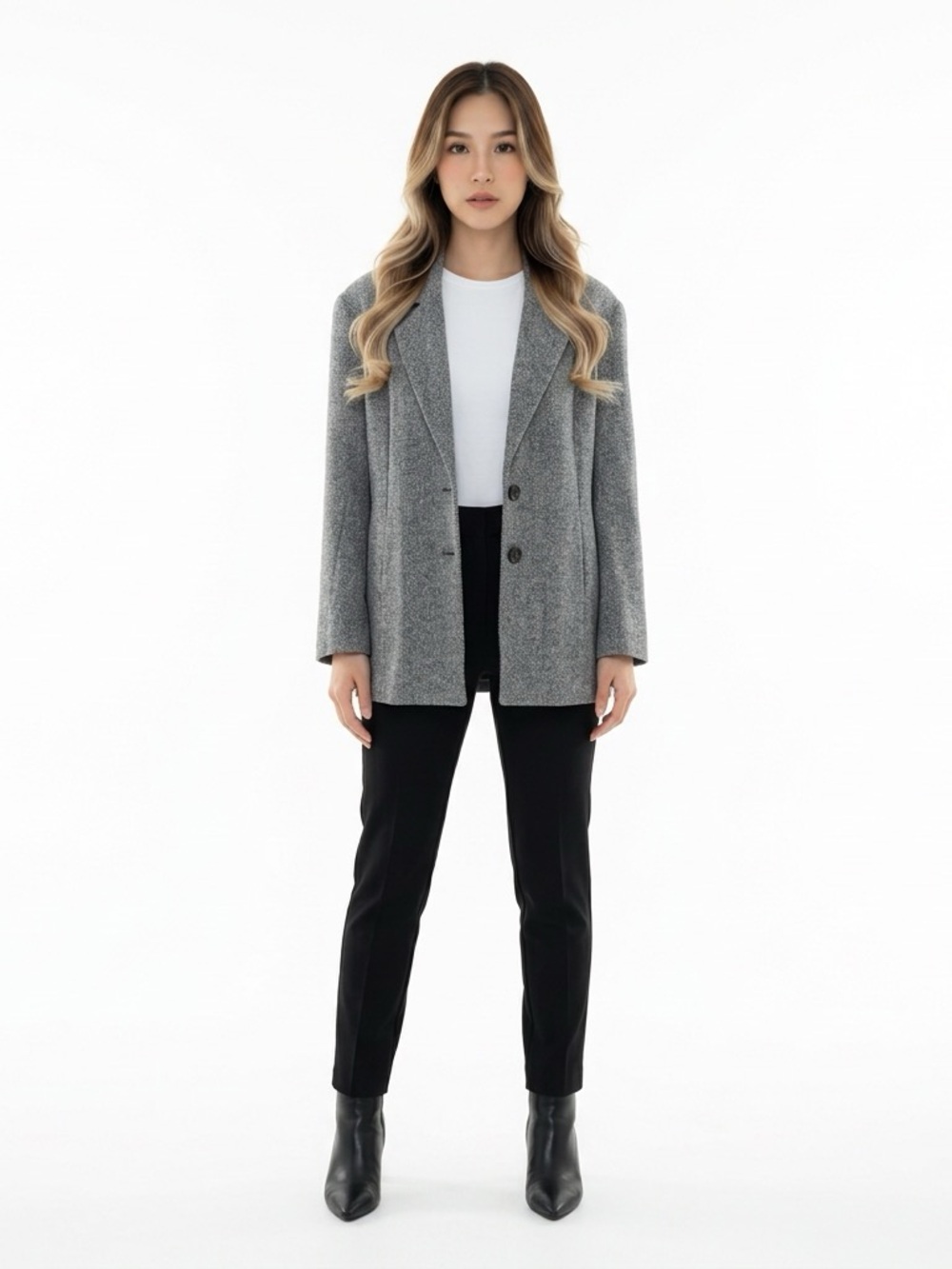Avec Les Filles Grey Two-Button Women's Blazer